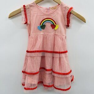 Ancore LaLa Kids Baby Girls Size 18-24M Short Sleeve Mesh Rainbow Love Dress 763